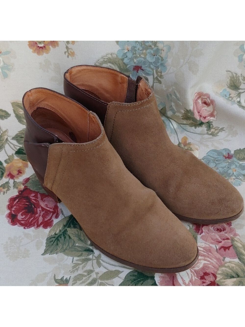 Madewell Low Chelsea Brown Leather and Tan Suede Ankle Boots Women's size 8.5 - Picture 7 of 17